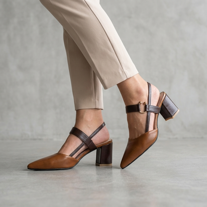 Women's Pointed Toe Slingback Shoes Block Heel