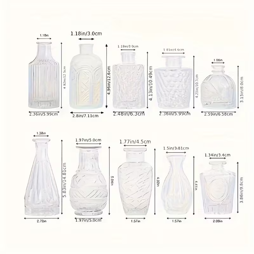Clear Glass Relief Vase Set