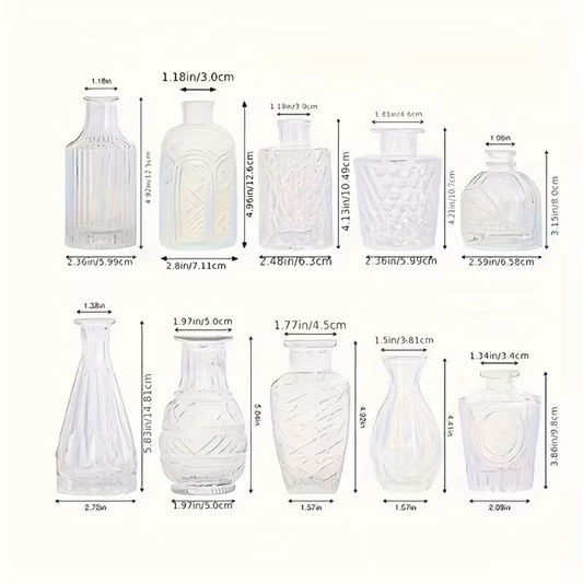 Clear Glass Relief Vase Set