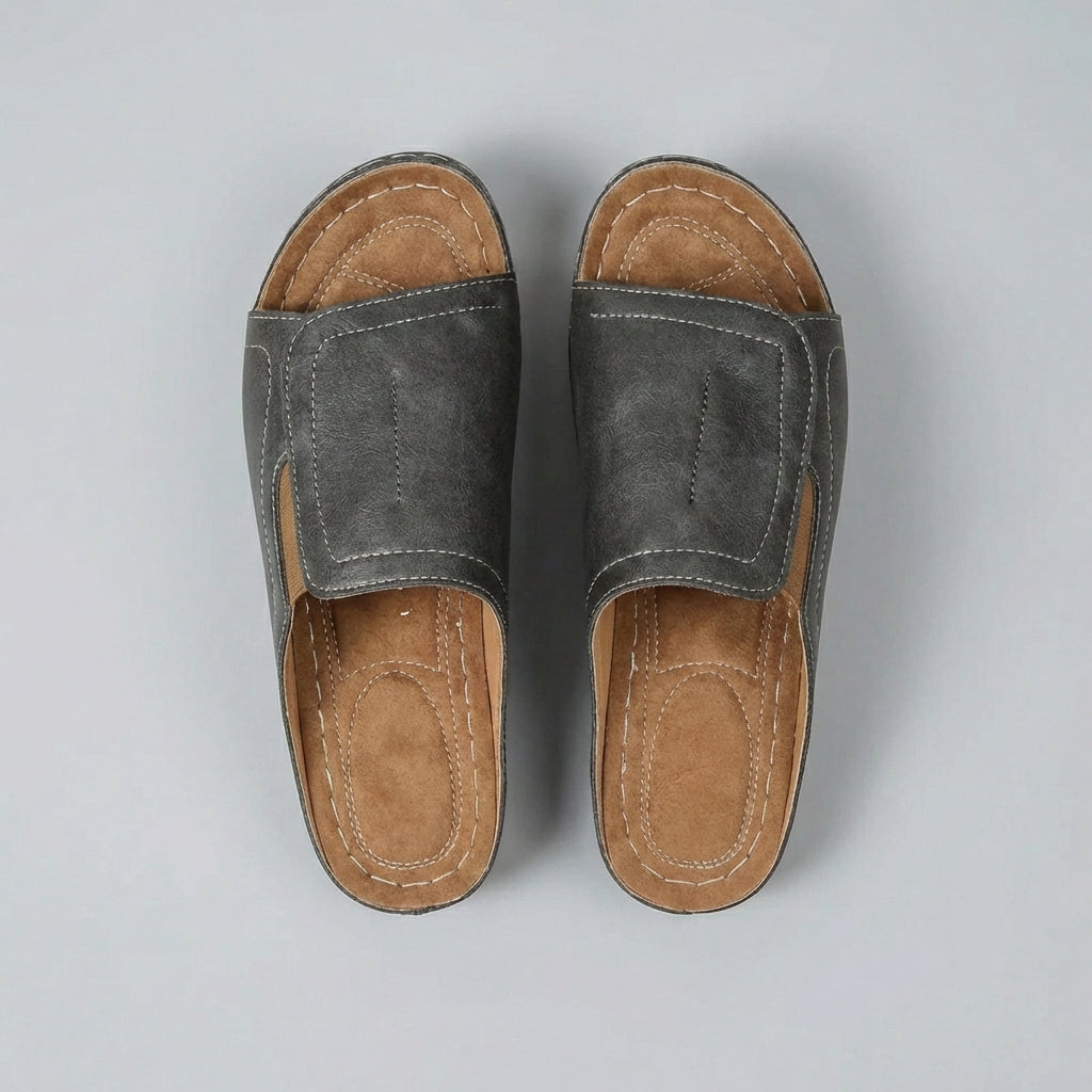 Women's Leather Comfort Wedge Sandals Open-Toe