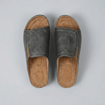 Women's Leather Comfort Wedge Sandals Open-Toe