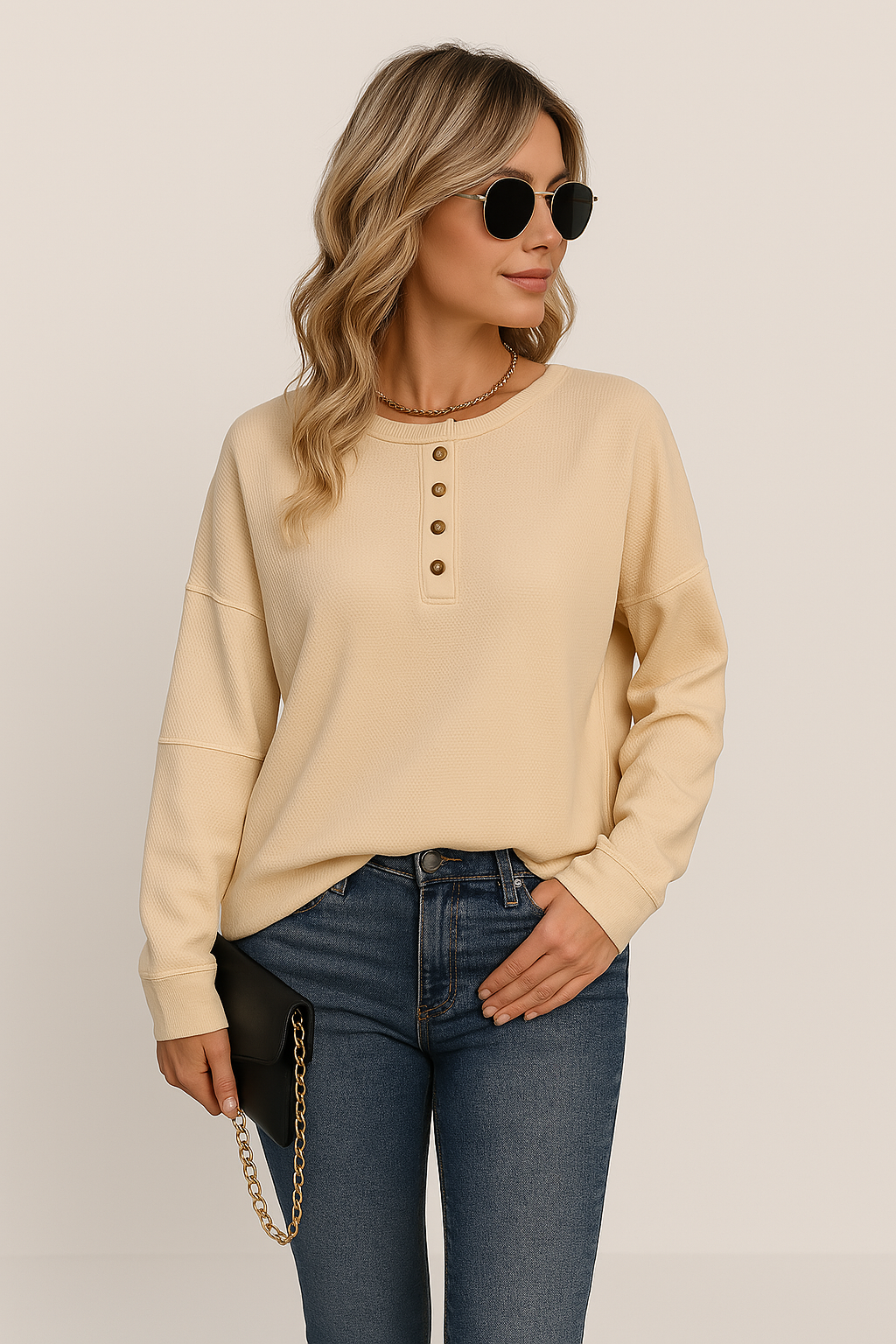 Women's Long Sleeve Waffle Knit