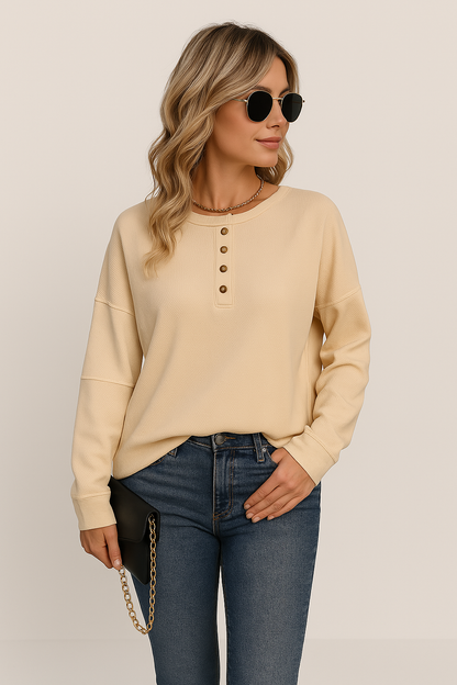 Women's Long Sleeve Waffle Knit