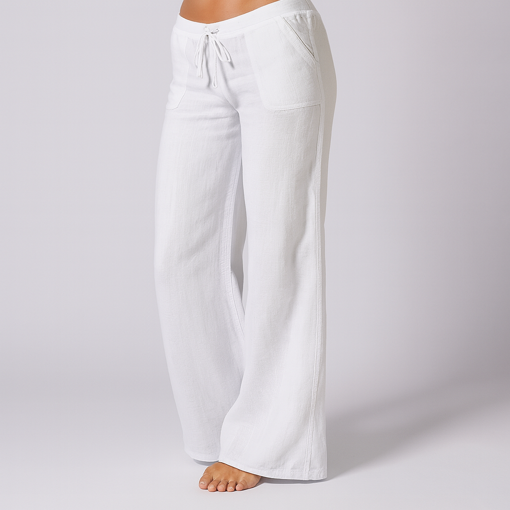 Linen Blend Casual Trousers Loose Fit