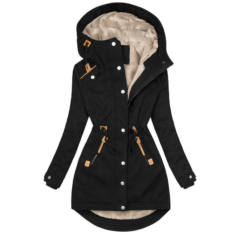Women's Quilted Hooded Coat Long Olivia