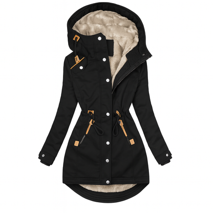 Women's Quilted Hooded Coat Long Olivia