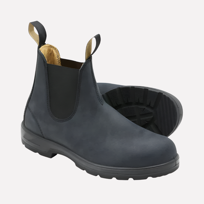 Unisex Chelsea Boots Slip-On Leather Black
