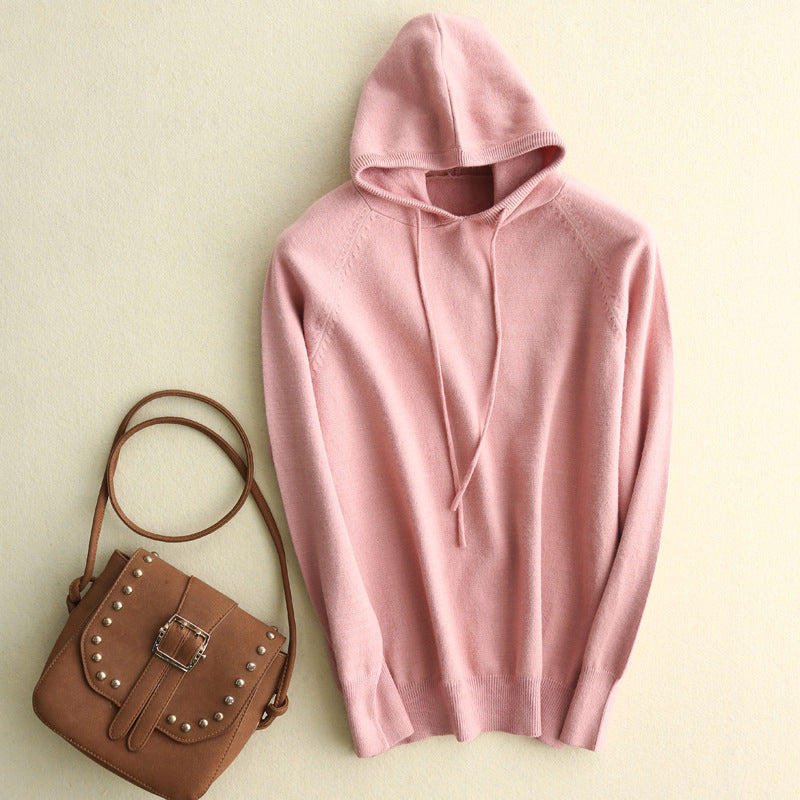 Women's Relaxed Fit Hoodie Drawstring Ribbed Cuffs
