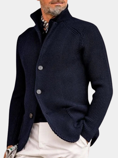 Men's Button Front Cardigan Stand Collar