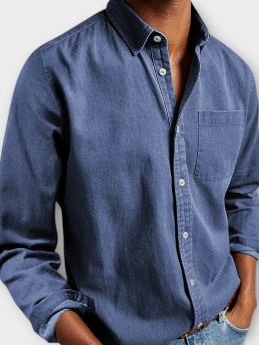 Men's Long Sleeve Dress Shirt With Chest Pocket