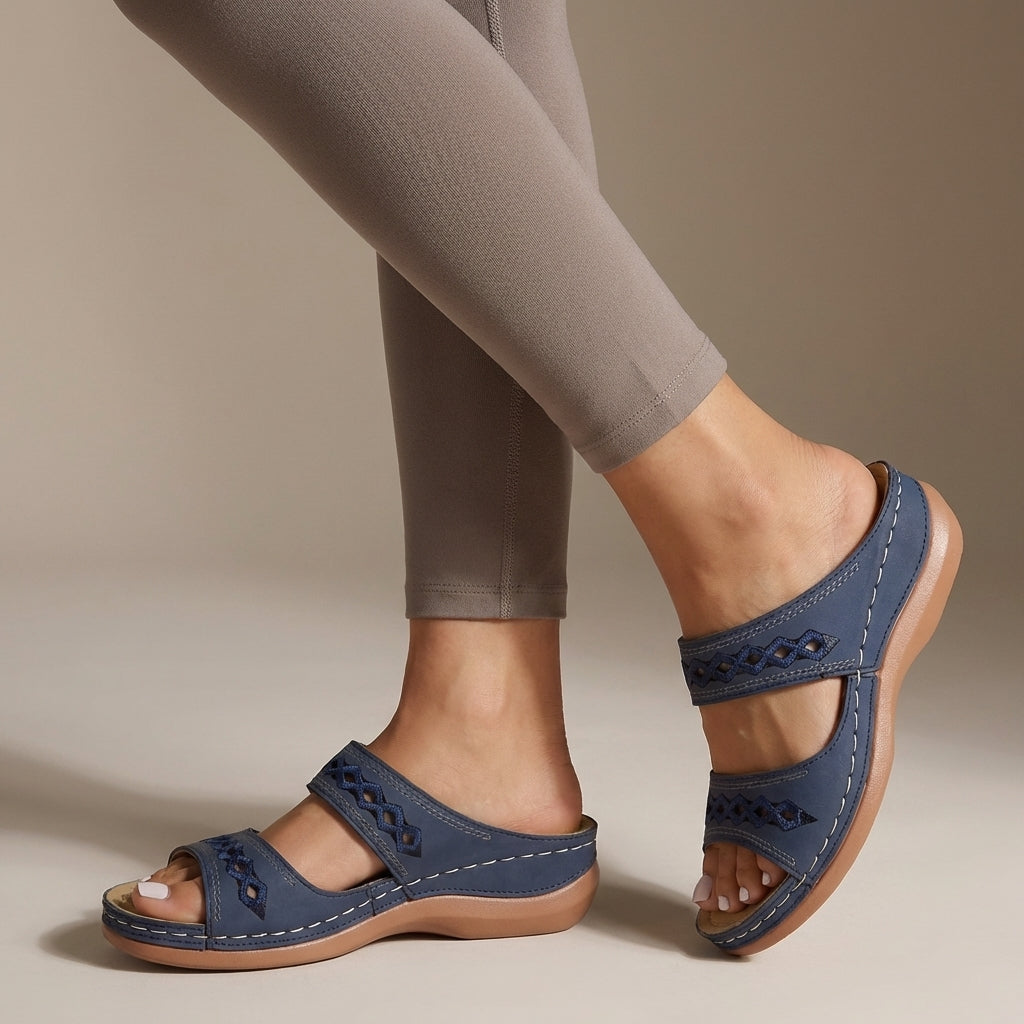 Hershey Women's Comfort Sandals Slip-On Leather Brown