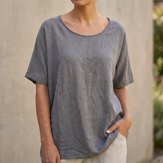 Women's Relaxed Fit Scoop Neck T-Shirt Curved Hem