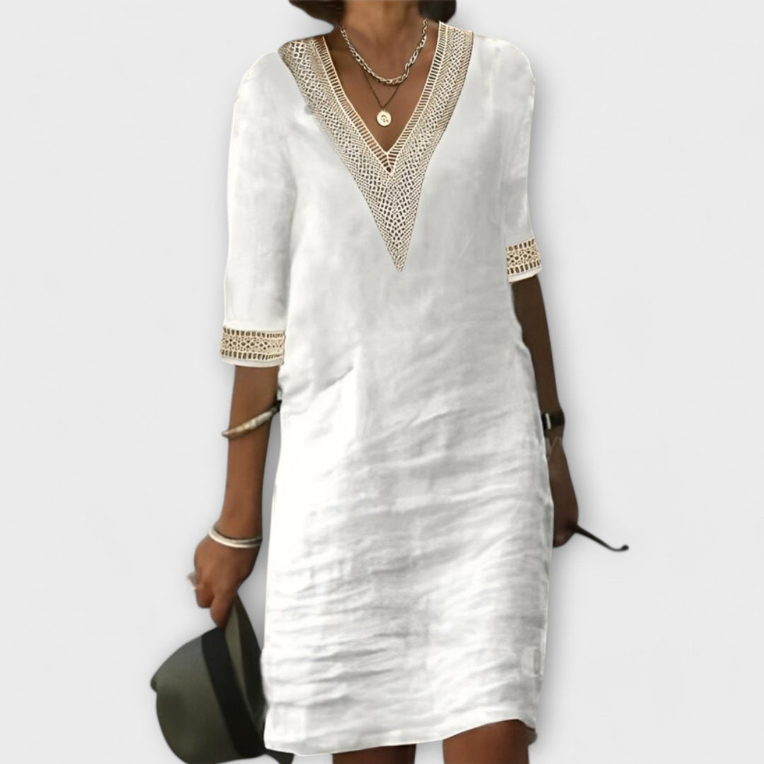 Women's V-Neck Crochet Dress