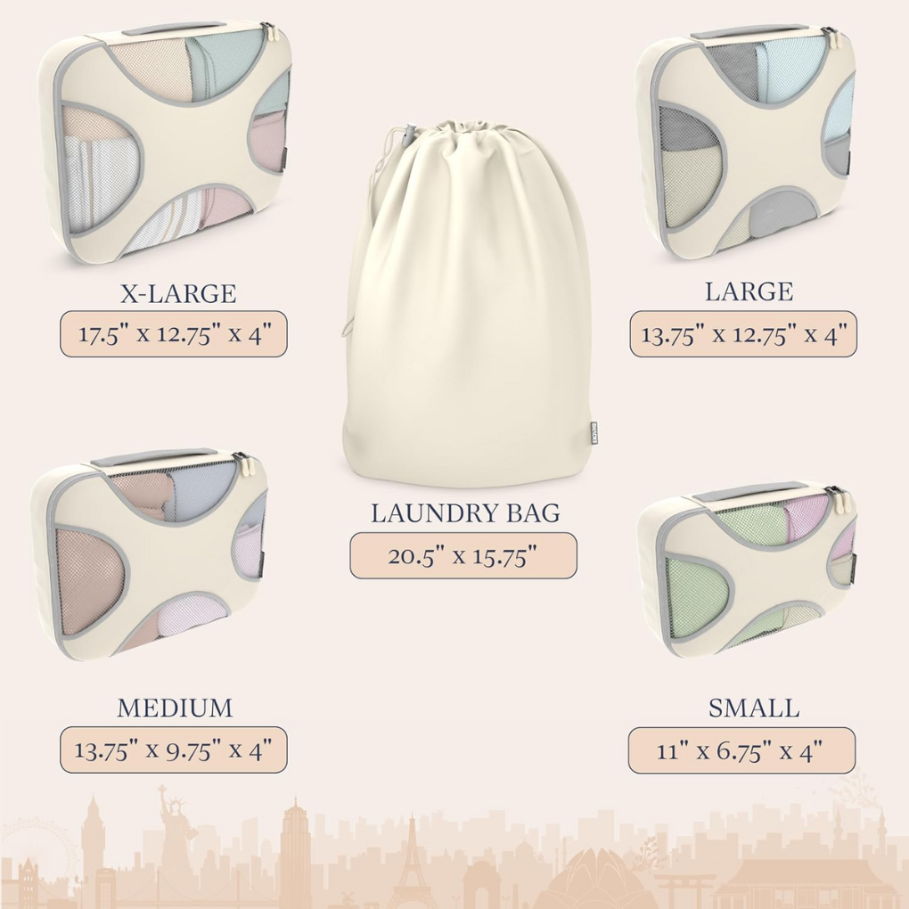5 Piece Travel Packing Cubes Set