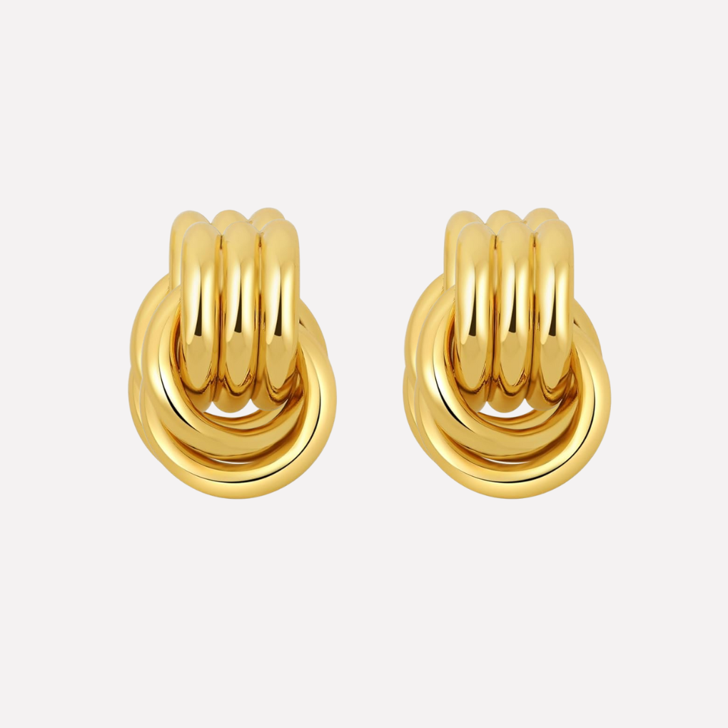 Women's Gold Toned Knot Drop Earrings