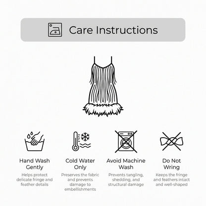 Women's Fringe Mini Dress Feathered Hem