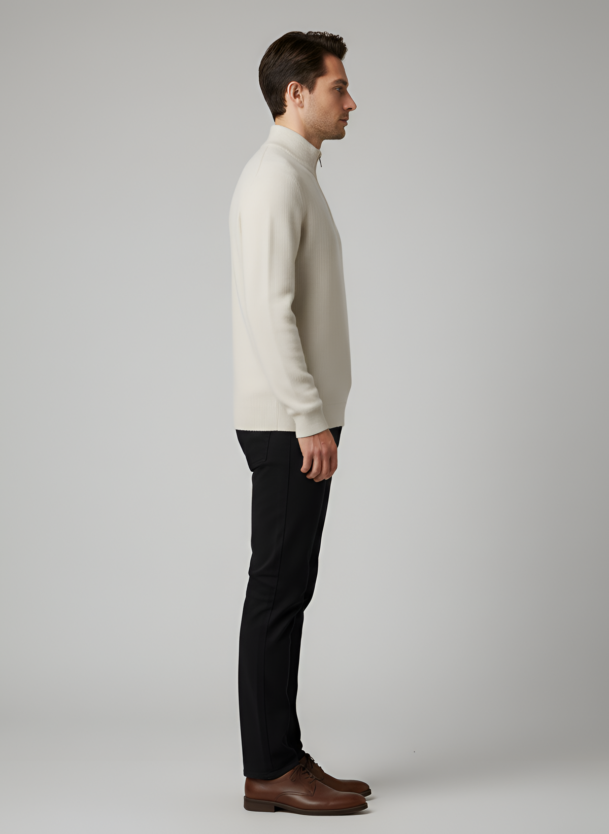 Men's Knit Pullover Sweater Half Zip Stand Collar
