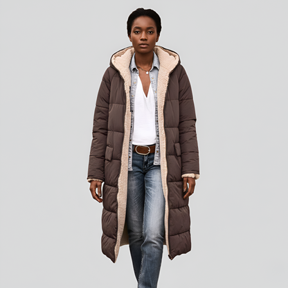 Women's Hooded Winter Coat Faux Fur Lined Insulated Jacket