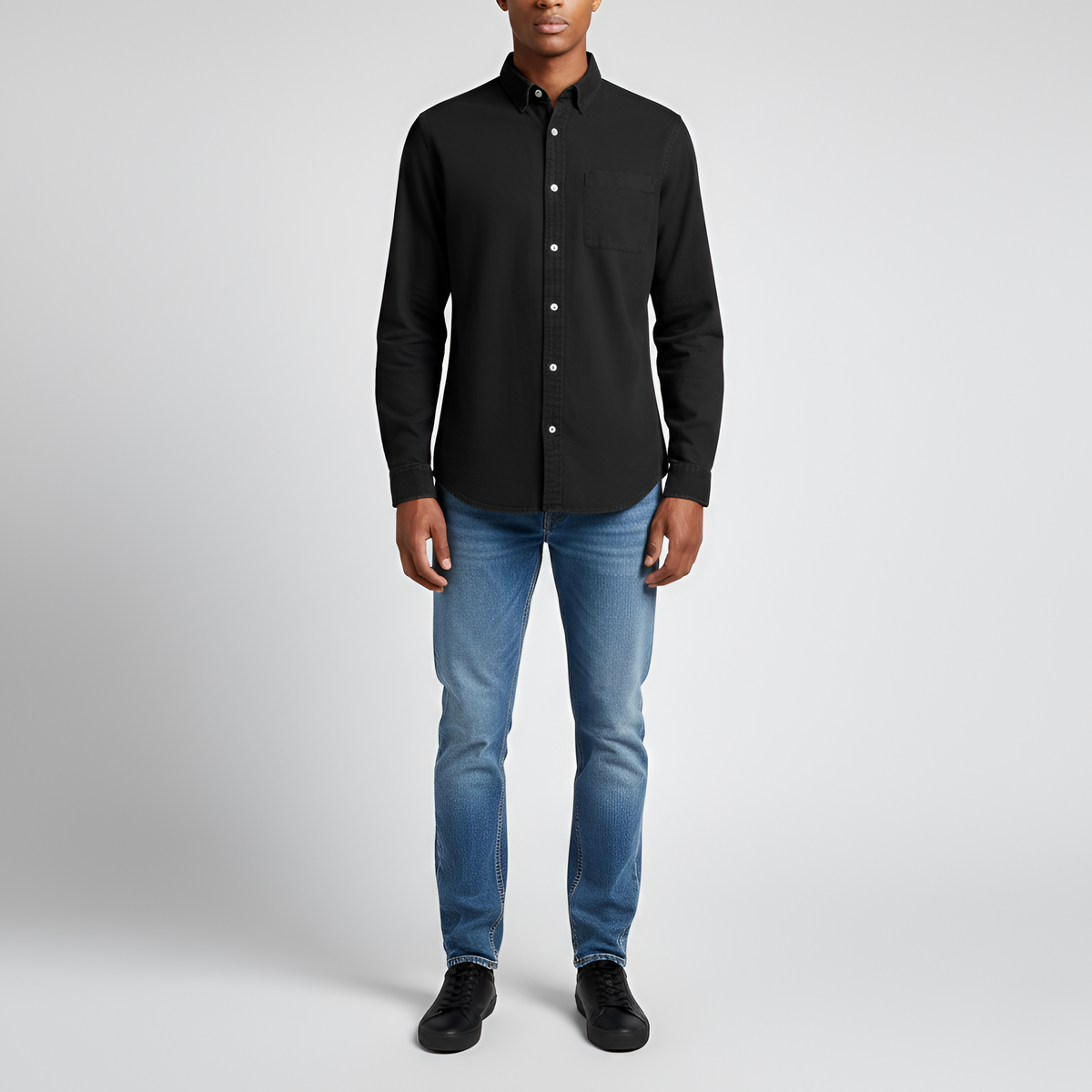 Men's Cotton Long Sleeve Button-Down Shirt Casual Fit