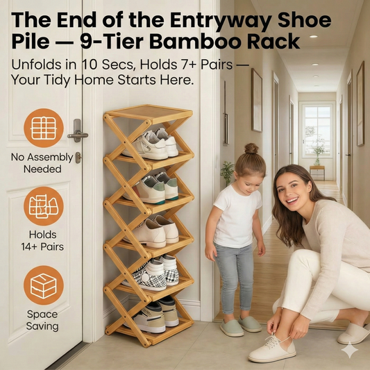 9 Tier Bamboo Storage Shelf No Assembly Required