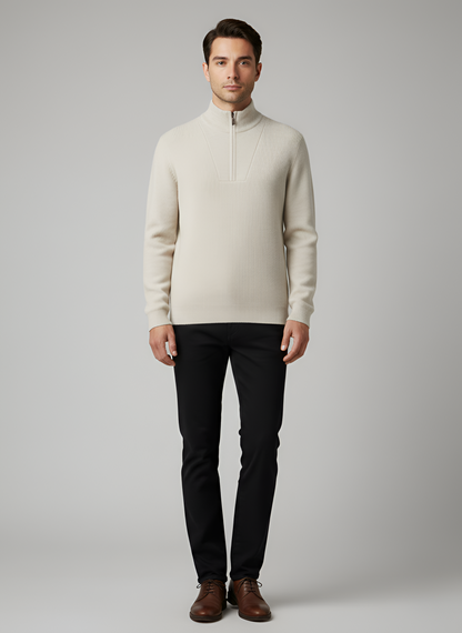 Men's Knit Pullover Sweater Half Zip Stand Collar