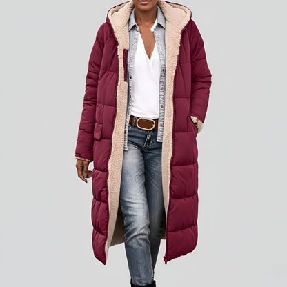 Women's Hooded Winter Coat Faux Fur Lined Insulated Jacket