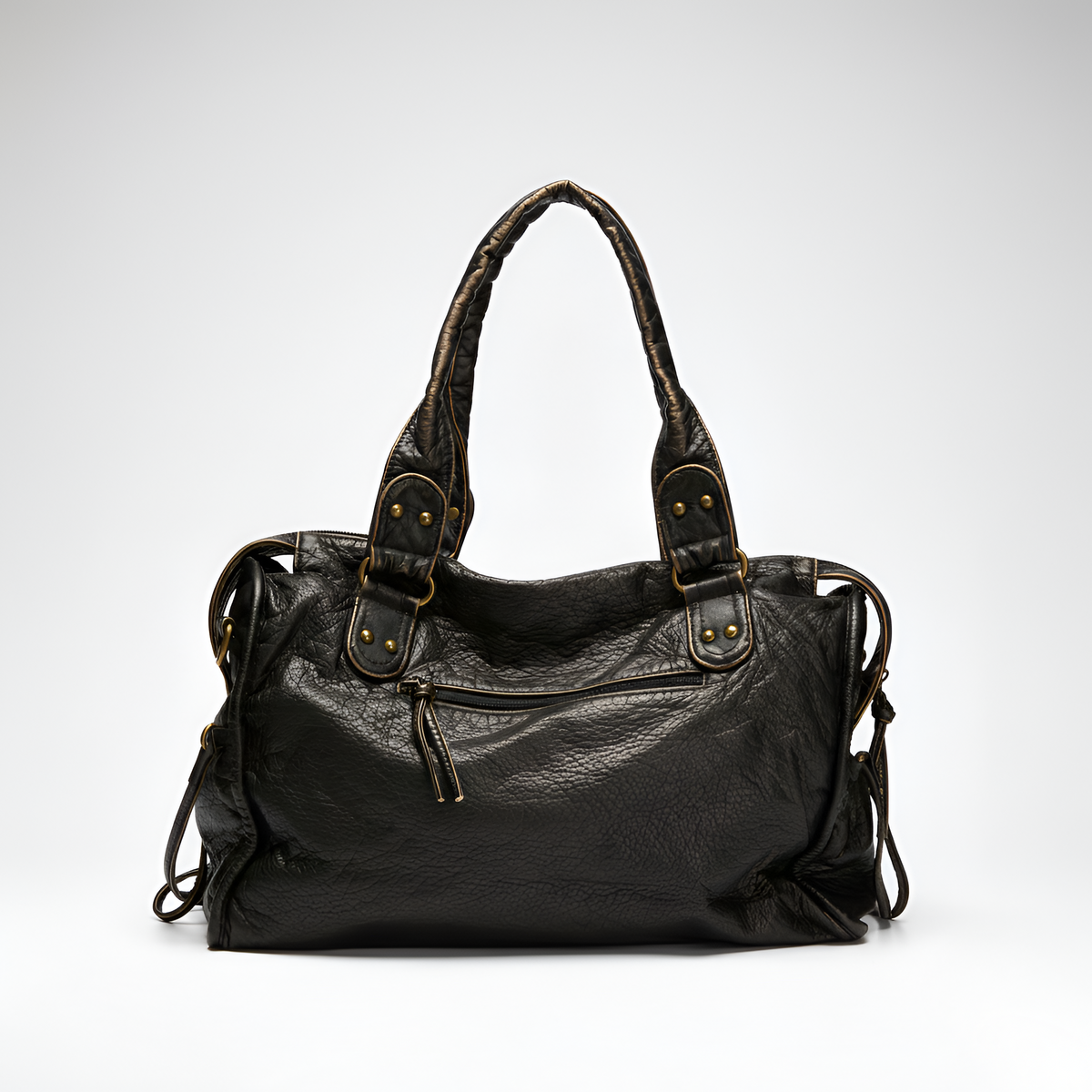 Women's Leather Shoulder Bag Zipper Pockets