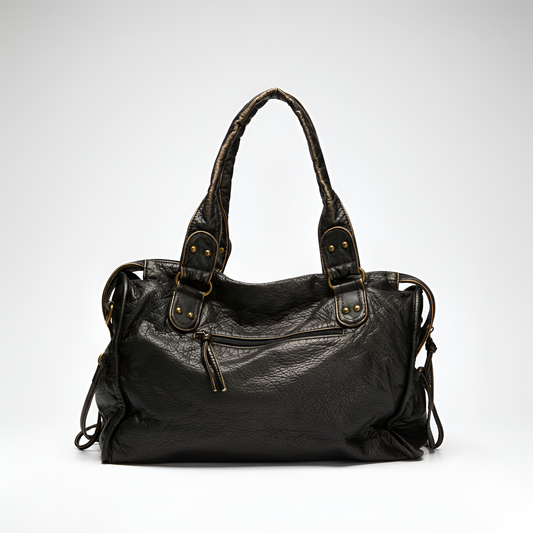 Women's Leather Shoulder Bag Zipper Pockets