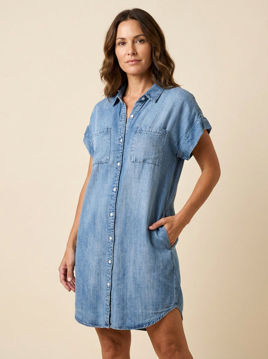 Women's Shirt Dress Cotton Retreat Style