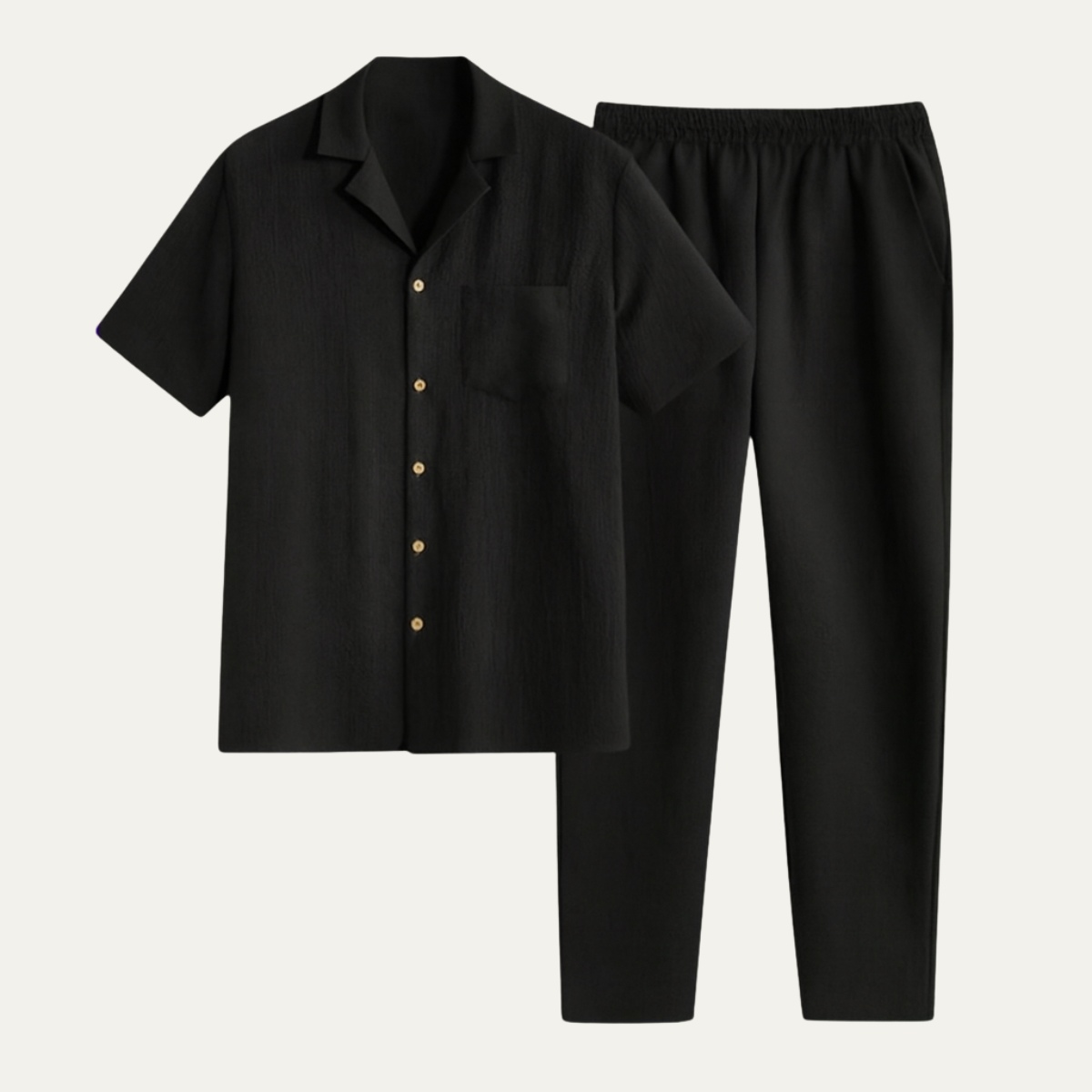 Men's Short Sleeve Shirt And Trousers Relaxed Beach Set