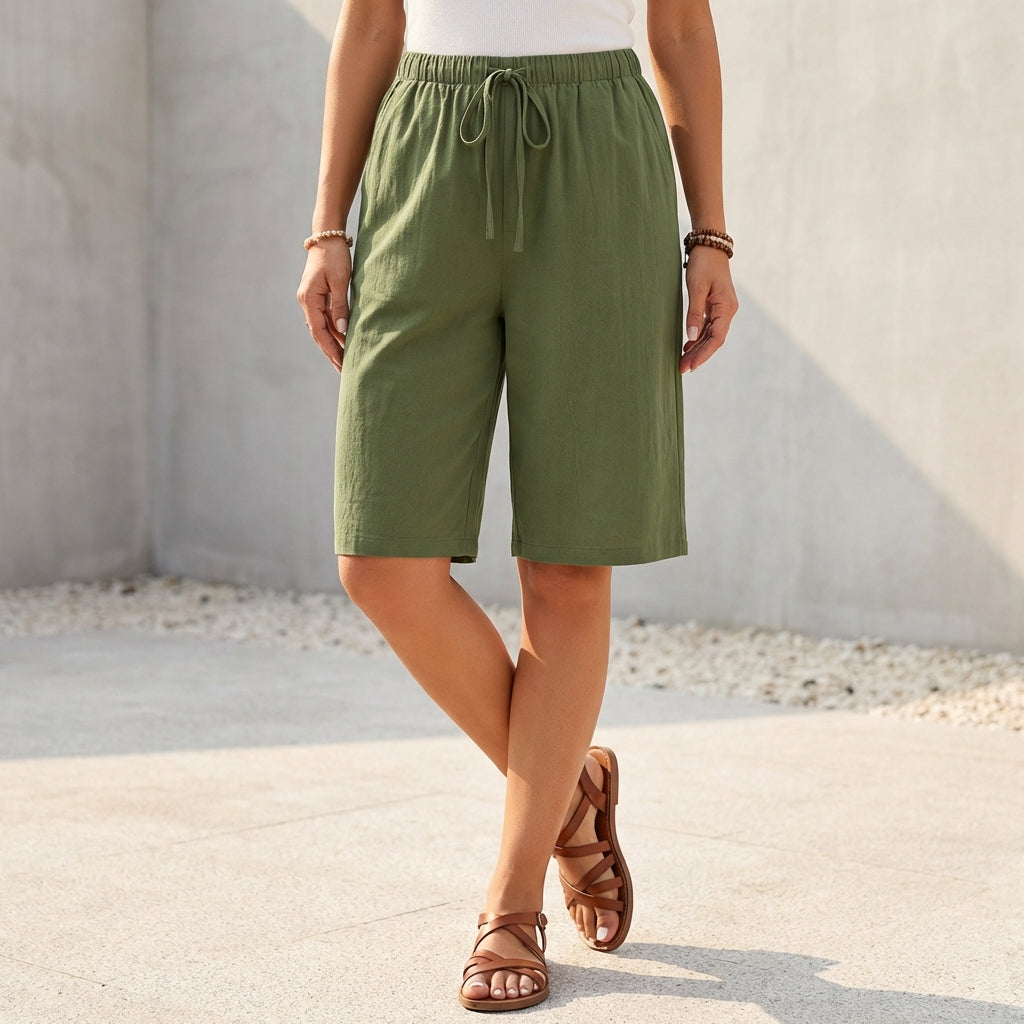 Men's Relaxed Fit Bermuda Shorts Drawstring Waist