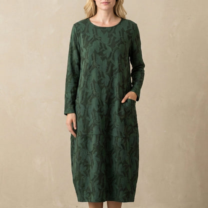Women's Relaxed Fit Maxi Dress Textured Pattern Patch Pockets
