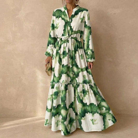 Women's Tiered Maxi Dress Ruffled Tie Waist