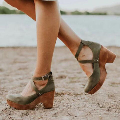 Women's Mary Jane Platform Shoes Buckle Strap