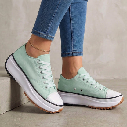 Comfort Platform Sneakers Canvas Contrast Toe Cap