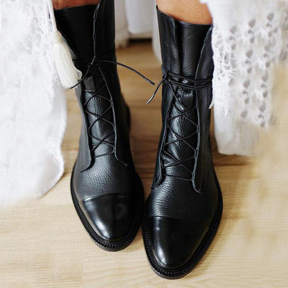 Women's Ankle Boots Lace Up Flat Heel