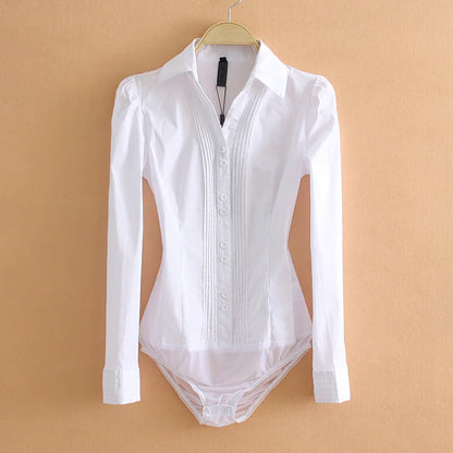 Women's Button Down Bodysuit Shirt