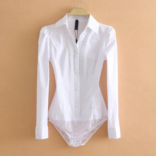 Women's Button Down Bodysuit Shirt