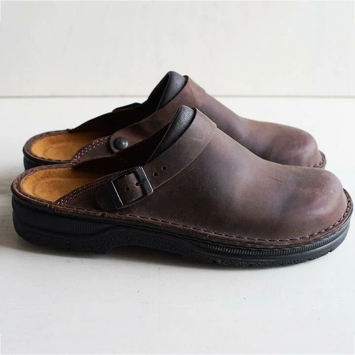 Comfort Leather Clogs Autumn Brown
