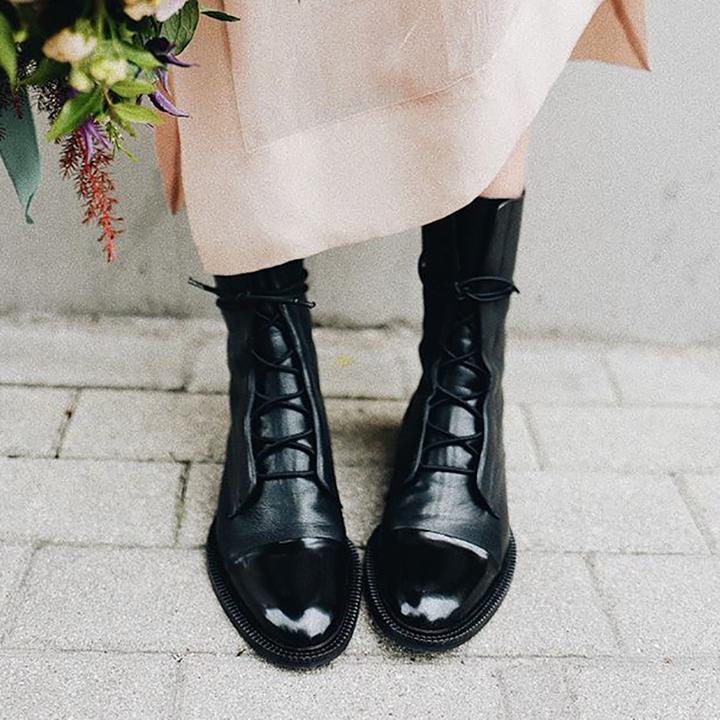 Women's Ankle Boots Lace Up Flat Heel