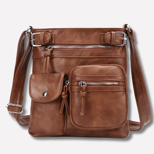 Women's Leather Shoulder Bag Multi Pocket
