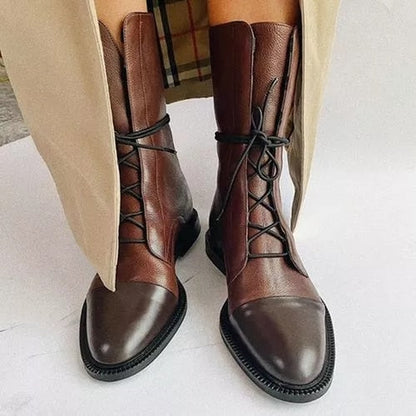 Women's Ankle Boots Lace Up Flat Heel