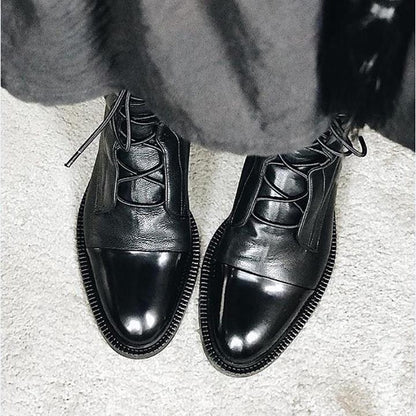 Women's Ankle Boots Lace Up Flat Heel
