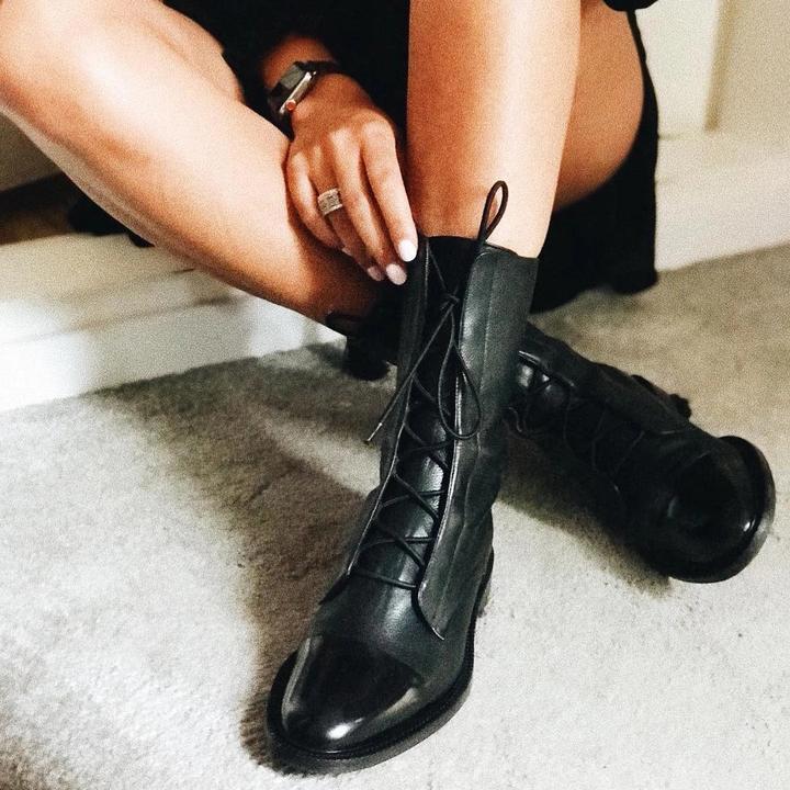 Women's Ankle Boots Lace Up Flat Heel