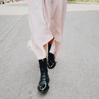 Women's Ankle Boots Lace Up Flat Heel