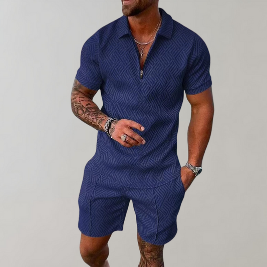 Men's Summer Shorts Polo Shirt Set