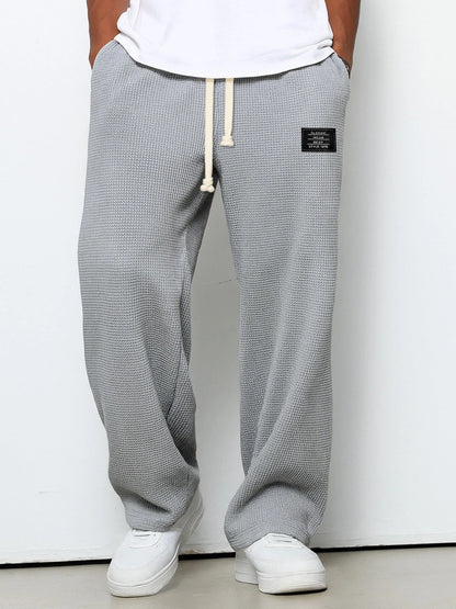 Men's Waffle Pants Drawstring Wide Leg Cotton