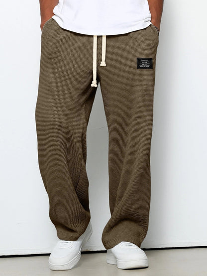 Men's Waffle Pants Drawstring Wide Leg Cotton