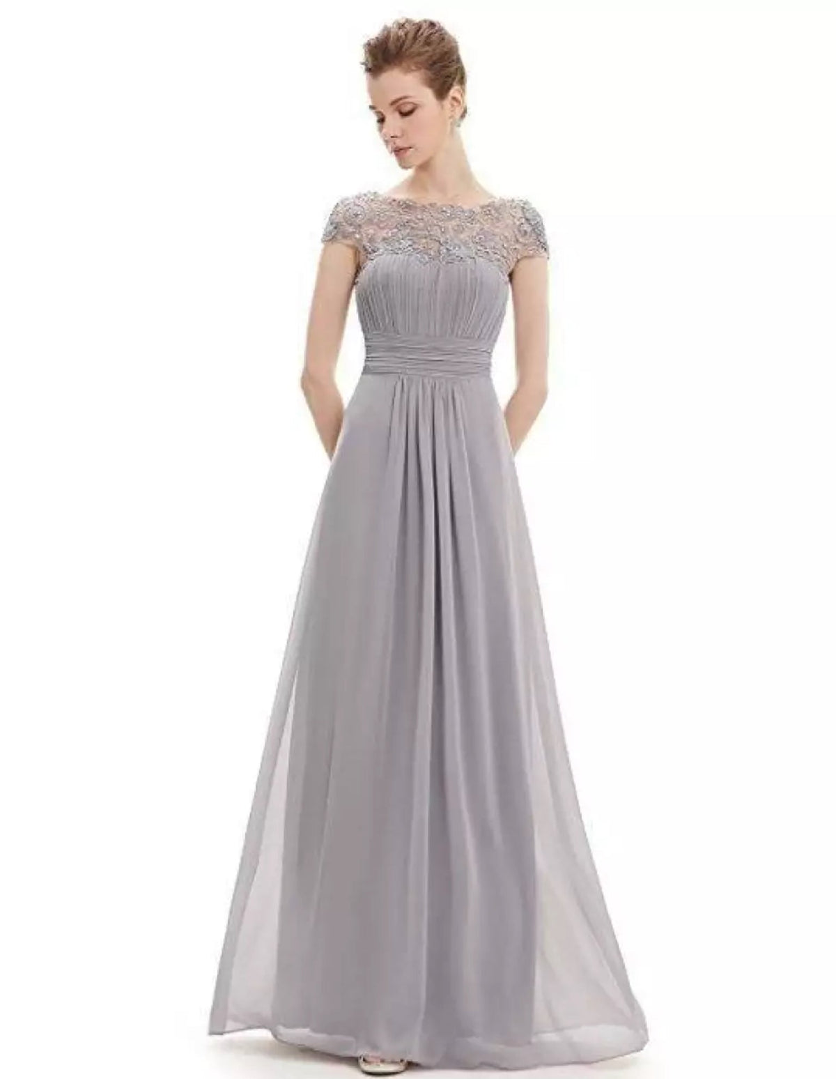 Women's Lace Gown Floral Open Back Design