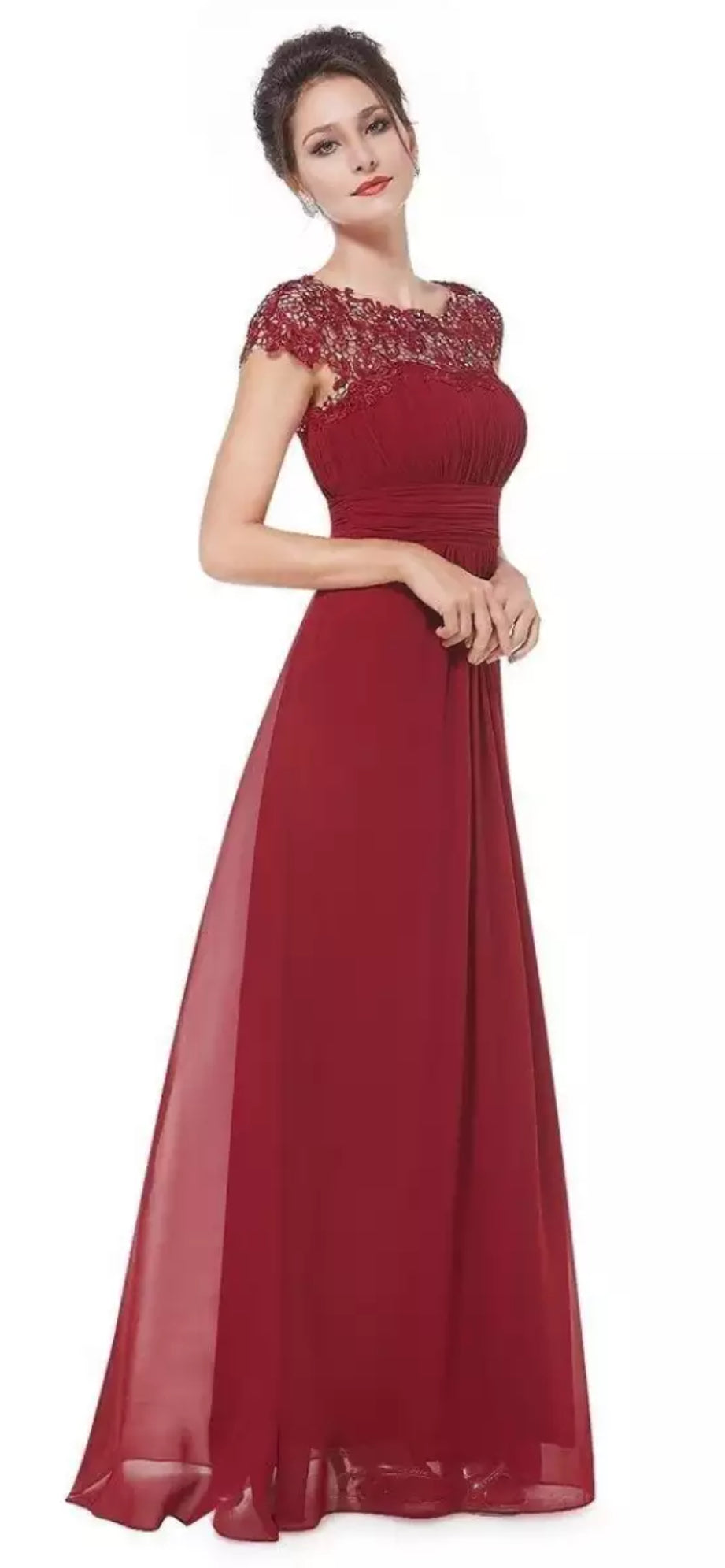 Women's Lace Gown Floral Open Back Design
